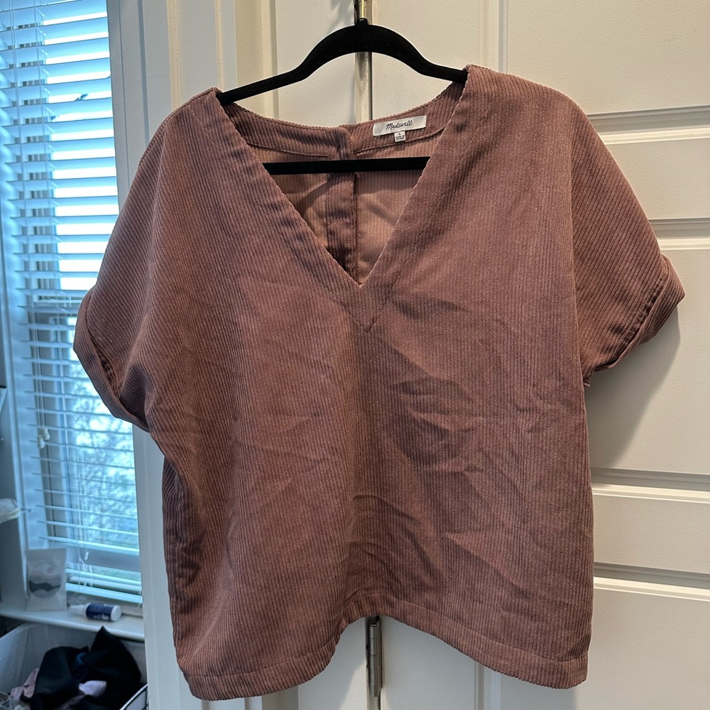 Madewell Dusty Rose V-Neck Blouse